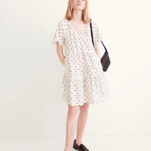 Madewell Lorelei Mini Dress in Clip Dot  Polka Dot Short Sleeve Dress